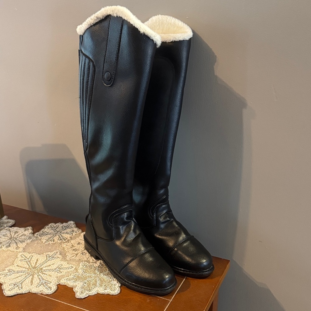 TuffRider Black Leather Knee-High Boots